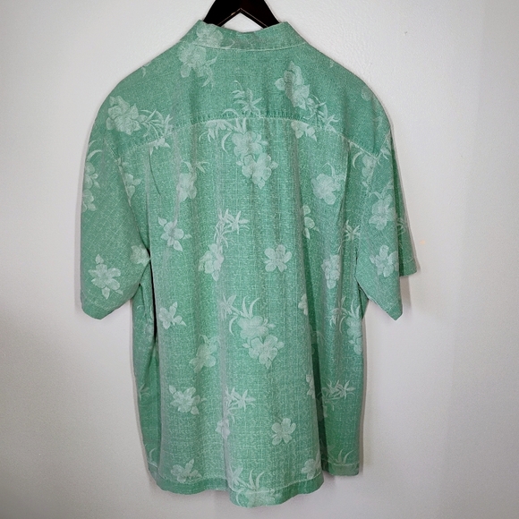Tommy Bahama Silk Hawaiian Shirt Mens XXL Turquoise Tropical Florals Camp Beach - Picture 4 of 12